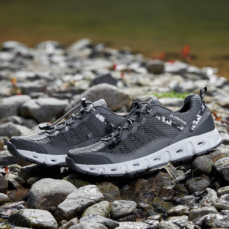 2024 Cross-border New Mens and Womens Outdoor Tracing Shoes Summer Hiking Cross-country Fashion Breathable Mountaineering Couple sneaker Dark gray