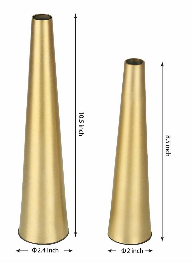 Excefore - Gold Metal Vase, 2 Pcs 10.5/8.5 inch Flower Vase Home Décor Living Room Boho Vases for Entryway, Bookshelf, Mantel, Centerpieces, Shelf Décor(Gold) - Image 1