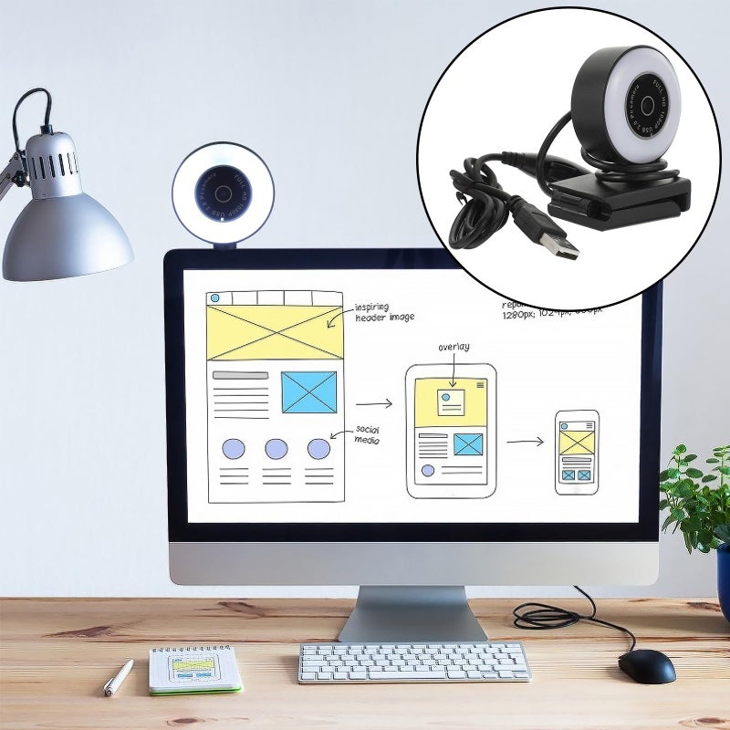 USB Webcam with Touch Control 1080p HD Microphone for Computer Meeting Live Streaming - Image 5