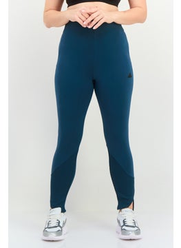 Women Sportswear Fit Brand Logo Outdoor Leggings, Teal Green