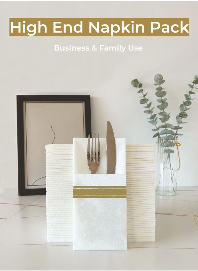 Generic - 50 Pcs 40*40cm Disposable Dinner Napkins with Built-in Flatware Pocket For New Year Wedding Party Linen Feel - Image 1