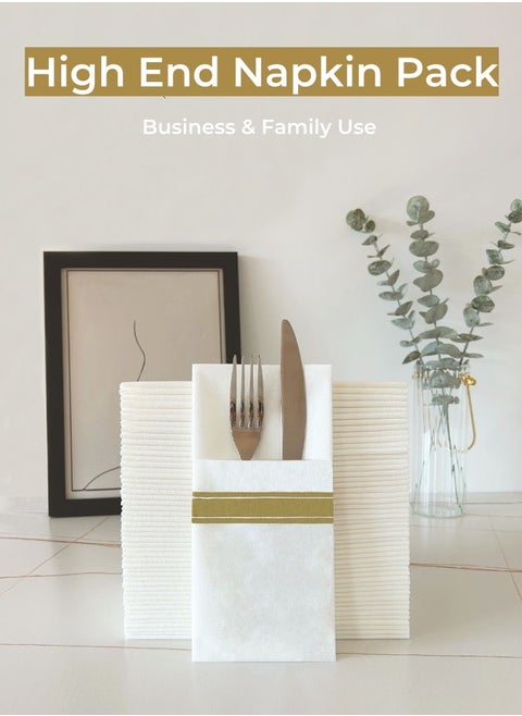 50 Pcs 40*40cm Disposable Dinner Napkins with Built-in Flatware Pocket For New Year Wedding Party Linen Feel