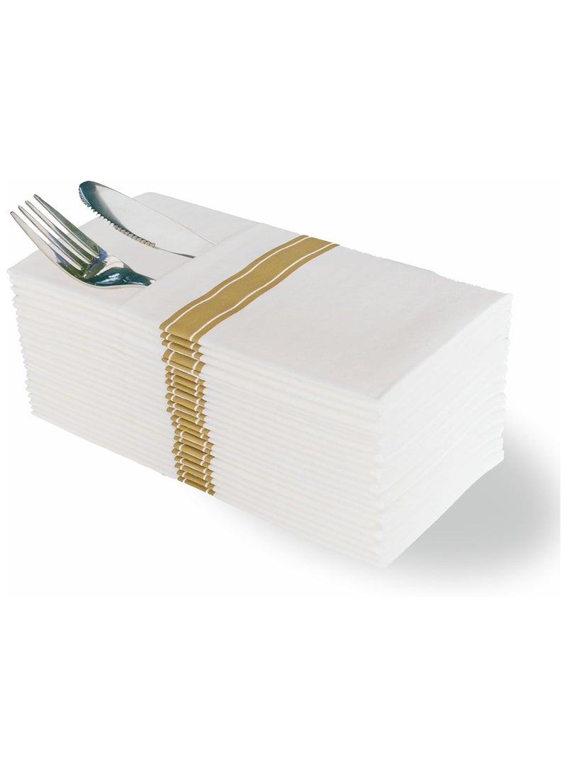 Generic - 50 Pcs 40*40cm Disposable Dinner Napkins with Built-in Flatware Pocket For New Year Wedding Party Linen Feel - Image 1