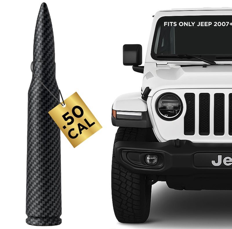 EcoAuto 50 Cal Badass Bullet Antenna® Fits Jeep Wrangler JK & JL from (2007 for Jeep Wrangler & Gladiator Accessories - Car Wash Safe & Anti Thelf Design - Ditch The Whip & Upgrade Your Jeep - Image 1
