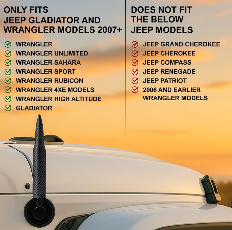 EcoAuto 50 Cal Badass Bullet Antenna® Fits Jeep Wrangler JK & JL from (2007 for Jeep Wrangler & Gladiator Accessories - Car Wash Safe & Anti Thelf Design - Ditch The Whip & Upgrade Your Jeep - Image 3
