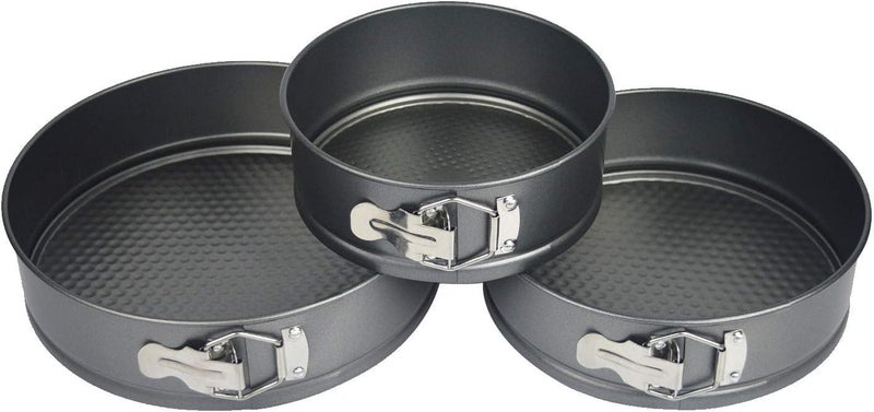 Guilty Gadgets 3 Non Stick Springform Cake Pan Baking Bake Tray Tins Round Shape Set Stand of Tin Spring Form Loose Base Tiered - Image 4