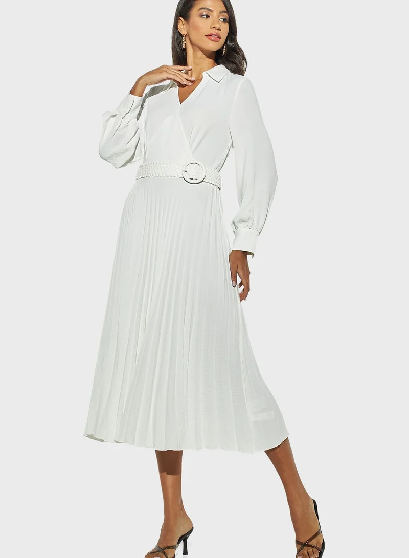 Iconic Wrap Pleated Dress