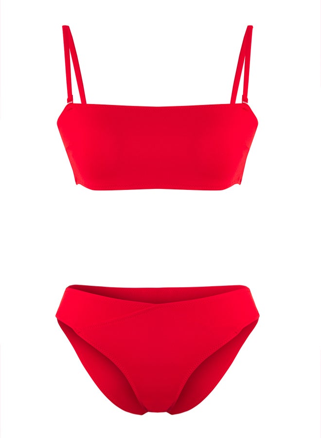 trendyol Red Strapless Normal Waist Bikini Set  - Image 5