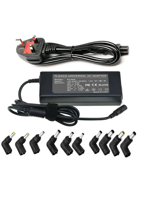 90W Univeral Laptop Charger, 15V-20V Power Supply with 10 Connectors, Compatible with 65W 45W AC Adapter for Notebook ACER, ASUS, HP, LENOVO ThinkPad, SAMSUNG, SONY TOSHIBA