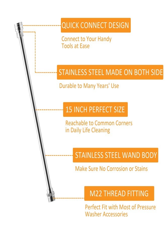 PWACCS Pressure Washer Extension Wand, Universal Lance Extension for Power Washer, Stainless Steel Replacement of Pressure Washing Extended Rod, M22 to 1/4 Inch Quick Connector - Image 2