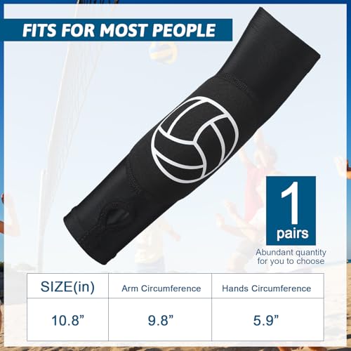 Minatee Volleyball Arm Sleeves Passing Hitting Forearm Sleeves with Protection Pads and Thumb Hole for Youth Girls Kids Women(1 Pair,12 Inch) - Image 3