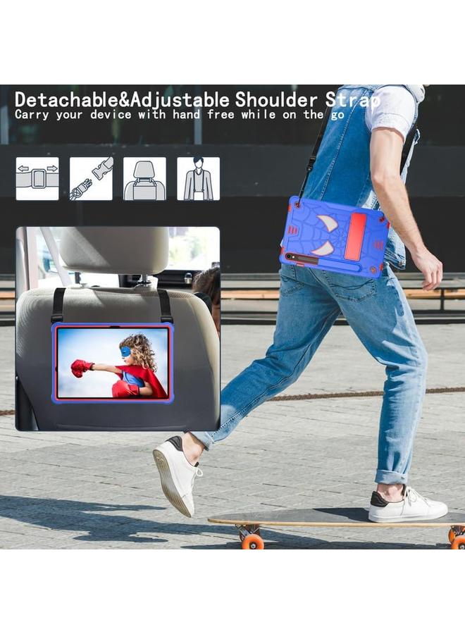 erorex For Samsung Galaxy Tab S9 Fe Case 10.9 Inch S9 11 Inch 2023 Case For Kids Bulit In Kickstand Shoulder Strap Pencil Holder 3 Layer Full Protection Shockproof Case Cover Blue Red - Image 3