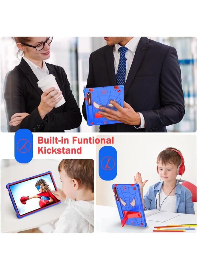 erorex For Samsung Galaxy Tab S9 Fe Case 10.9 Inch S9 11 Inch 2023 Case For Kids Bulit In Kickstand Shoulder Strap Pencil Holder 3 Layer Full Protection Shockproof Case Cover Blue Red - Image 4