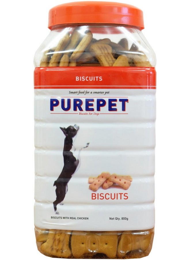 PUREPET PUREPET Dog Biscuit Treats Real Chicken Flavour for All Life Stages 800Gm Pack  - Image 1