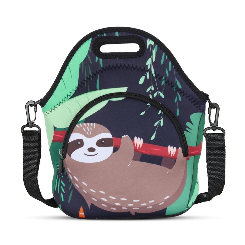 Violet Mist Neoprene Lunch Bag with Shoulder Strap Lunch Totes for Women Insulated Lunch Box Cute Cartoon Lunch Box for Boy Reusable Thermal Lunch Handbag Bento Bag for Work Picnic Travel Green Sloth