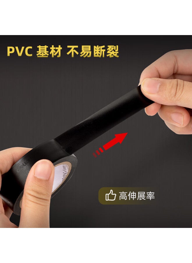 Deli Electrical Pvc Insulation Tape, Waterproof, Flame-retardant, Low Temperature Resistant, 18mm*9m*0.13mm, Black, 9 Meters, 10 Rolls, Jf410-bk - Image 2