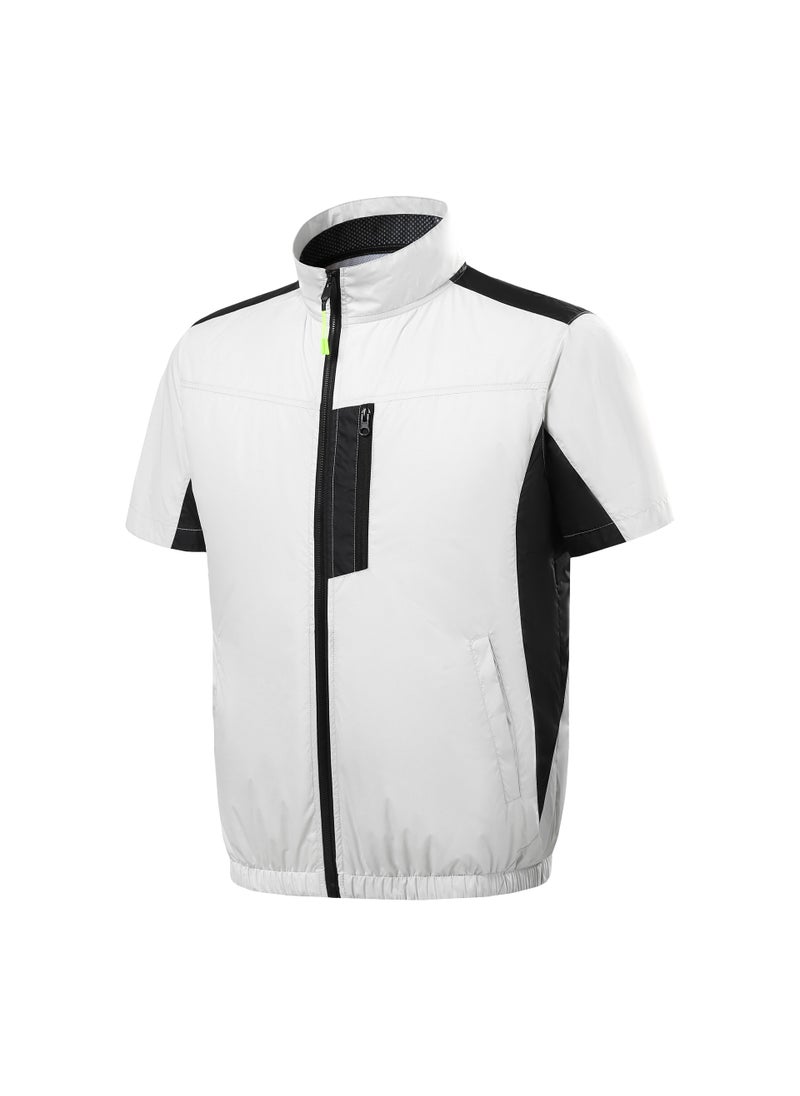 Cross-border Anti-summer Fan Clothing Air Conditioning Clothing Intelligent Cooling Refrigeration Clothing Mens and Womens Labor Protection Welding Short-sleeved Jacket M28 gray [single garment without accessories]] 