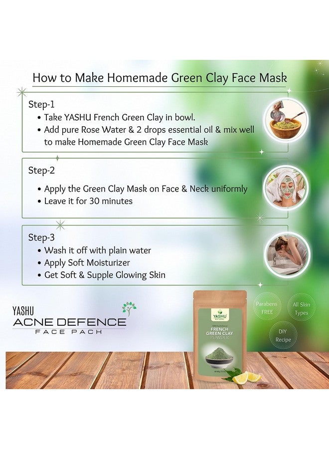 YASHU Natural French Green Clay Powder for Skin Glow | Detan Face Pack for Brightening (100Gm) - Image 4