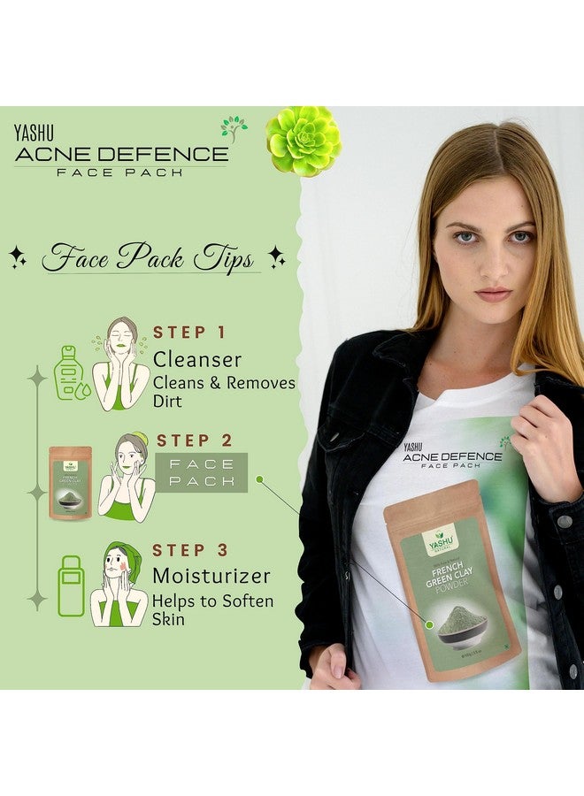 YASHU Natural French Green Clay Powder for Skin Glow | Detan Face Pack for Brightening (100Gm) - Image 3