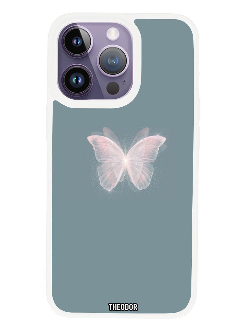 Theodor Protective Case Anti Scratch Shock Proof Cover For APPLE IPHONE 14 PRO Butterfly (White Bumper) - Image 1