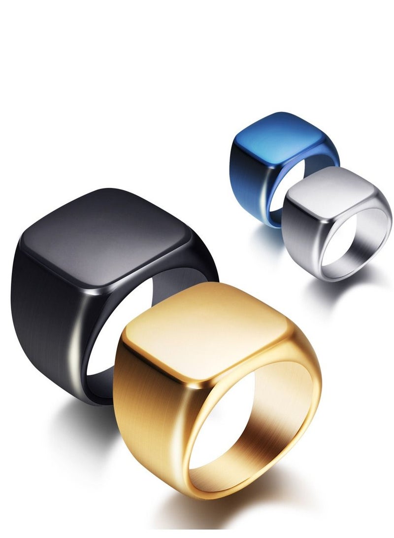 Loquat Stainless Steel Solid Polished Signet Ring - Image 2