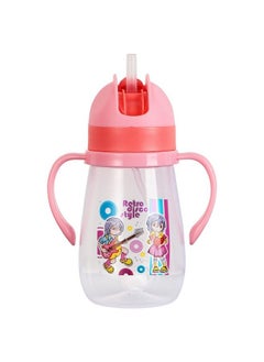 Nabhya Baby Joy Spill Proof Kids Transparent With Gravity Ball Straw Sipper Cup Water Bottle With Handles 250 Ml (Pink)  - Image 4