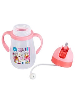 Nabhya Baby Joy Spill Proof Kids Transparent With Gravity Ball Straw Sipper Cup Water Bottle With Handles 250 Ml (Pink)  - Image 5
