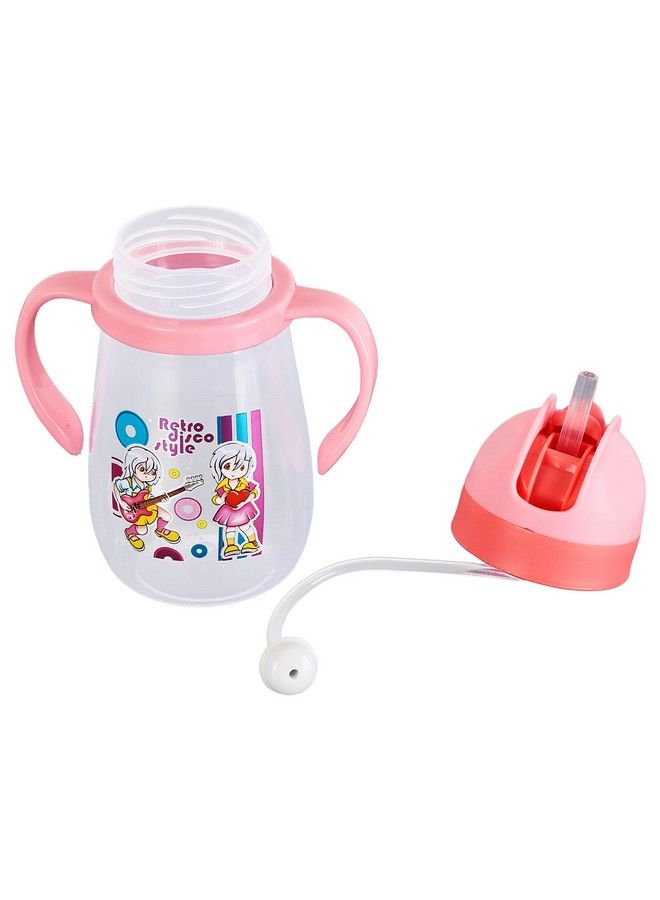 Nabhya Baby Joy Spill Proof Kids Transparent With Gravity Ball Straw Sipper Cup Water Bottle With Handles 250 Ml (Pink) - Image 5