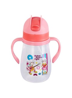 Nabhya Baby Joy Spill Proof Kids Transparent With Gravity Ball Straw Sipper Cup Water Bottle With Handles 250 Ml (Pink)  - Image 1