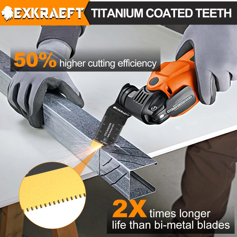 EXKRAEFT 18 PCS Titanium Oscillating Tool Blade, Professional Universal Multitool Blades for Wood Plastic Metal, Multi Tool Blades Kits Fit Dewalt Milwaukee Ryobi Rockwell Fein - Image 3