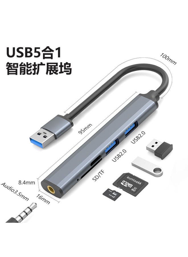 محول توسعة ثلاثي في واحد، موسع منافذ USB متعدد، منفذ سماعات، محور سرعة، محطة إرسال لاب توب - Image 1