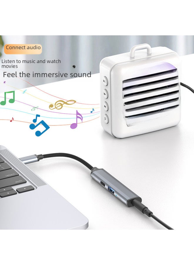 محول توسعة ثلاثي في واحد، موسع منافذ USB متعدد، منفذ سماعات، محور سرعة، محطة إرسال لاب توب - Image 3