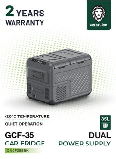 GREEN LION GFC-35 Car Fridge with Touch Control Display 35L / Pull Bar & Wheels/ Two Shelves / Easy Setup / Camping Refrigerant / Outdoor / Road Trip/ Temperature Control /Car Refrigerator - Black  - Image 1