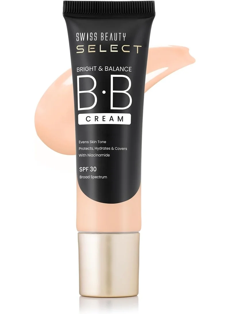 سويس بيوتي SWISS BEAUTY Select Bright & Balance Multifunctional Luminous Medium Coverage Bb Cream With Spf 30 Protects, Hydrates And Covers Infused With Niacinamide, Wheat Germ Oil Shade-That's Fair, 30G|1 Count