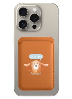 Magnetic Wallet, Compatible with MagSafe Wallet, for iPhone Wallet, for iPhone 16/15/14/13/12 Series, Not for iPhone 13/12 mini, 3 Card Holder, Vegan Leather, Brown - Llamazing lama