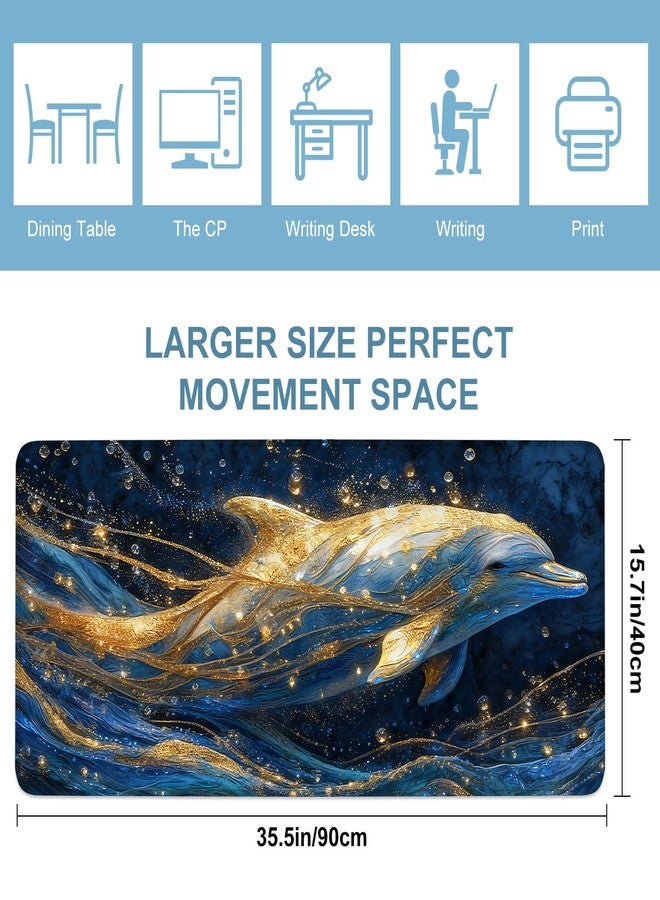 ANNA QUEEN Summer Dolphin Extended Gaming Mouse Pad,35.4 x 15.7 Inch Large Mousepad with Stitched Edges,Water-Resistant Desk Mat with Non-Slip Rubber Base for Gaming,Office,Home Office - Image 2
