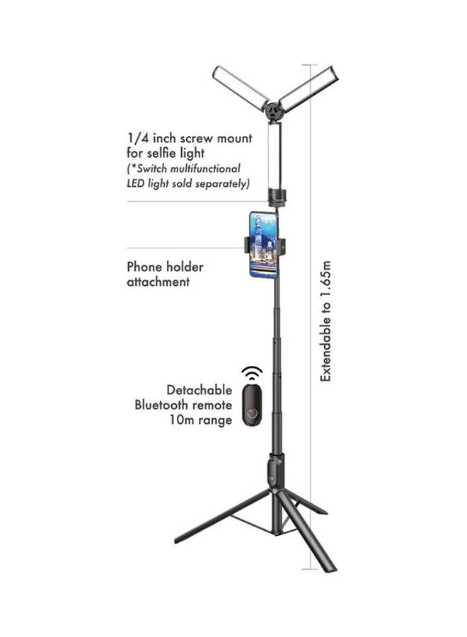 Switch Foldable Selfie Tripod With Bluetooth Remote Black - Image 4