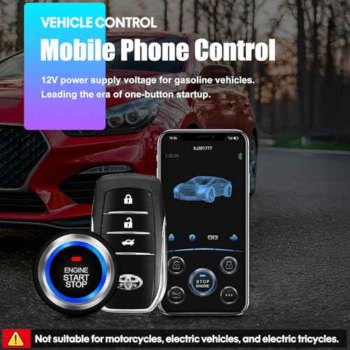 CHADWICK Car Remote Start Stop Kit, 12V One-Key Engine Start Anti-Theft System, PKE Passive Keyless Entry with Push Button, Bluetooth Mobile Phone APP Control, Professional Installation Needed - Image 2