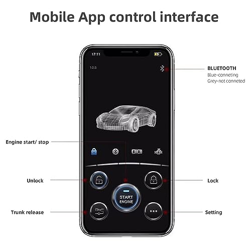 CHADWICK Car Remote Start Stop Kit, 12V One-Key Engine Start Anti-Theft System, PKE Passive Keyless Entry with Push Button, Bluetooth Mobile Phone APP Control, Professional Installation Needed - Image 4