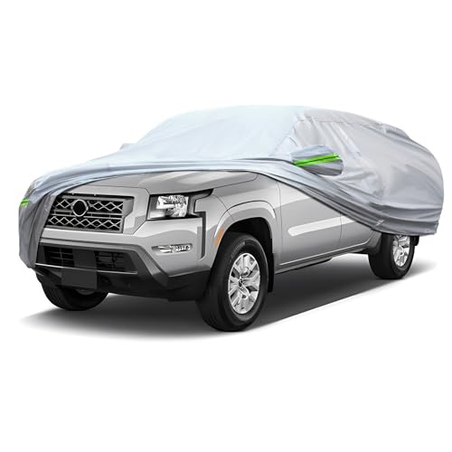 QUYDDC Full Car Cover Universal 6 Layers Outdoor Thicked All Weather Cover, Sunshield, Waterproof, Snow Proof, UV Proof, Scratch Proof, Bird Droppings, 6 Reflective Strips, Fits Pickups up 180"-206" - Image 1