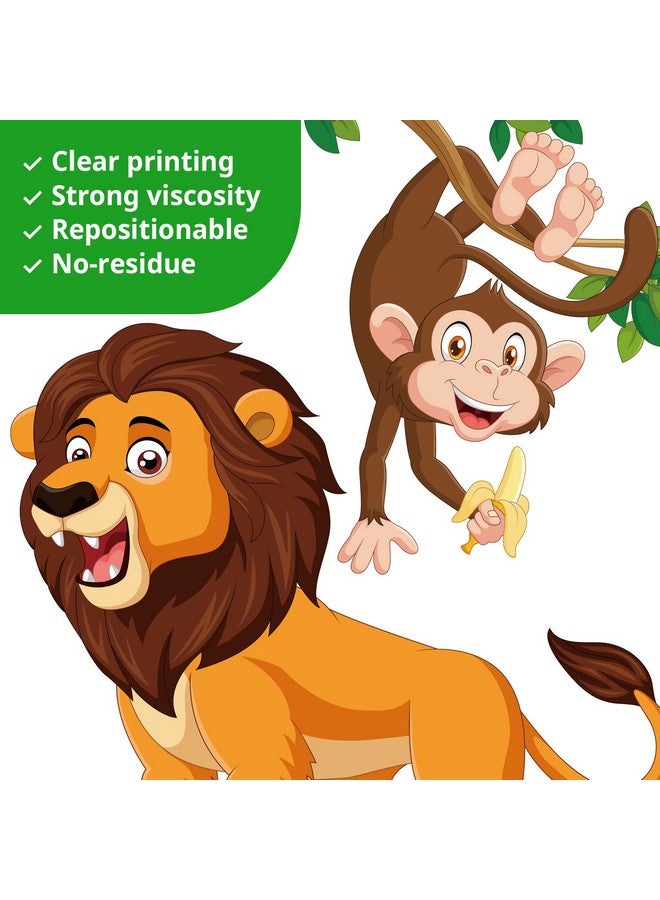 Decowall Dsl8069 Jungle Animal Cartoon Wall Decals Elephant Monkey Giraffe Lion Forest Stickers For Kids Baby Nursery Bedroom Playroom Living Room Decor Diy Art - Image 5