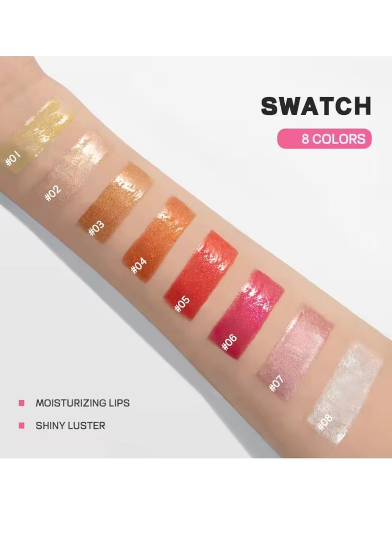 pudaier ملمع شفاه مرطب ومرطب لمدة 12 ساعة، أحمر شفاه سائل معطر نباتي، لامع، لامع، رافع لون الشفاه، ملمع شفاه زيتي، زيت شفاه 08 - Image 4