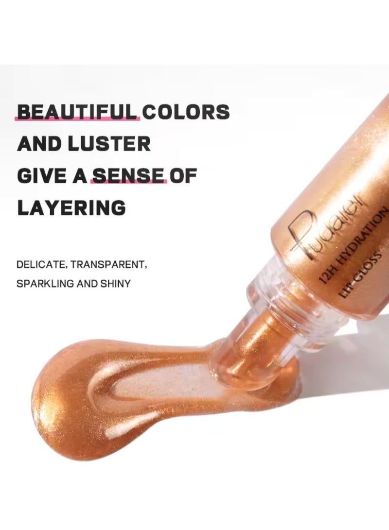 pudaier ملمع شفاه مرطب ومرطب لمدة 12 ساعة، أحمر شفاه سائل معطر نباتي، لامع، لامع، رافع لون الشفاه، ملمع شفاه زيتي، زيت شفاه 08 - Image 3
