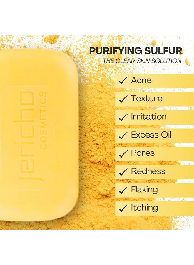 Jericho All Natural Sulphur Soap Bar with Dead Sea Minerals | French Milled & Vegan | For Acne & Oily Skin | 3 Pack of Sulfur Bar 4.4 Oz Each - Image 2