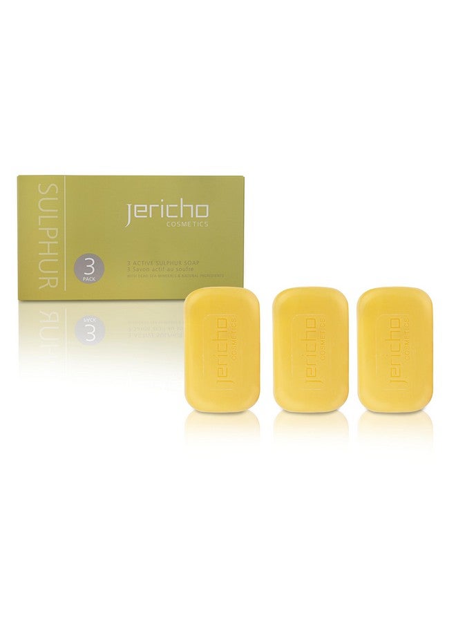 Jericho All Natural Sulphur Soap Bar with Dead Sea Minerals | French Milled & Vegan | For Acne & Oily Skin | 3 Pack of Sulfur Bar 4.4 Oz Each - Image 1