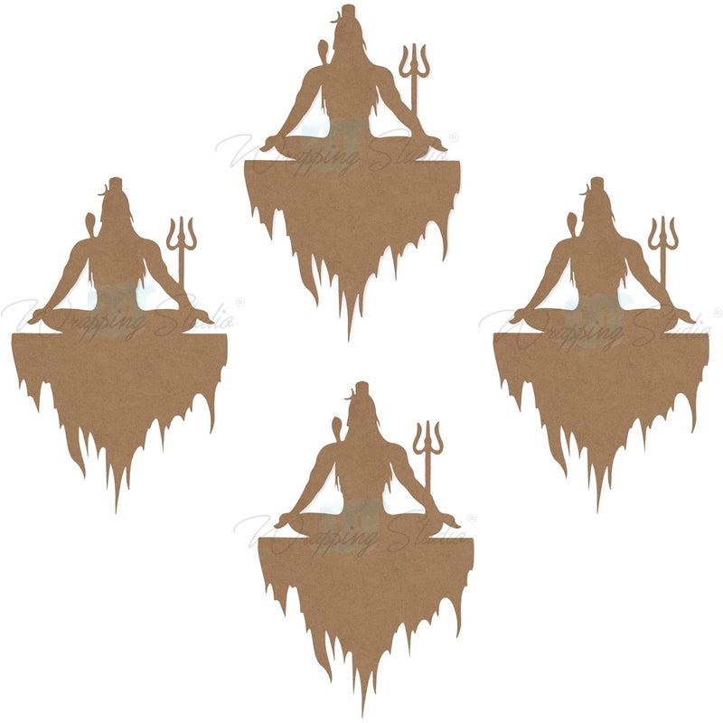 Wrapping Studio MDF Board for Lippan Art - Pre-Marked Lord Shiva Ji Design Cutouts for Craft, Painting, DIY Projects - Eco-Friendly MDF Wood, 5x3 inch, Ideal for Creative Gift Ideas, Set of 4 - Image 1