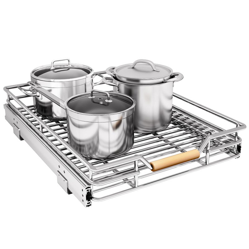 Kitstorack Pull out Cabinet Organizer, 15"W X 21"D, Heavy Duty Smooth Sliding Under Cabinet Shelves for Pots and Pans, Full-Extension Roll out Drawers, Slide out Organization for Home Kitchen Pantry - Image 1