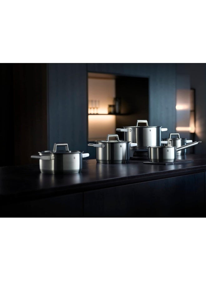 WMF Comfort Line 5-Piece Induction Saucepan Set with Glass Lid, Matt Cromargan Stainless Steel, Scale, Induction Pots Set, Stackable, Uncoated - Image 2