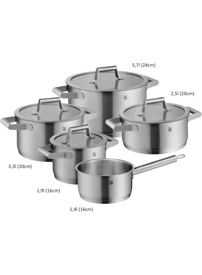 WMF Comfort Line 5-Piece Induction Saucepan Set with Glass Lid, Matt Cromargan Stainless Steel, Scale, Induction Pots Set, Stackable, Uncoated - Image 3