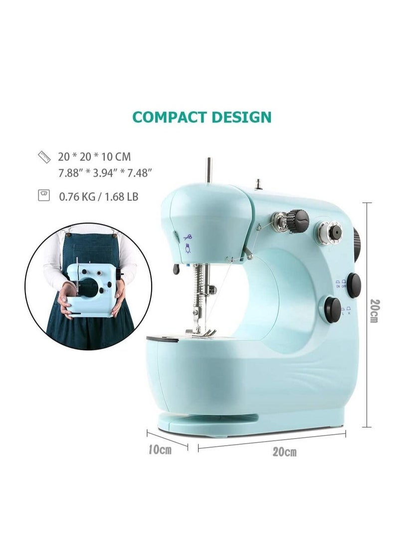 Mini Sewing Machine for Thick & Multiple Layers Fabrics 2 Speed Embroidery Stitching Heavy Duty Quilting Machine Easy to Use